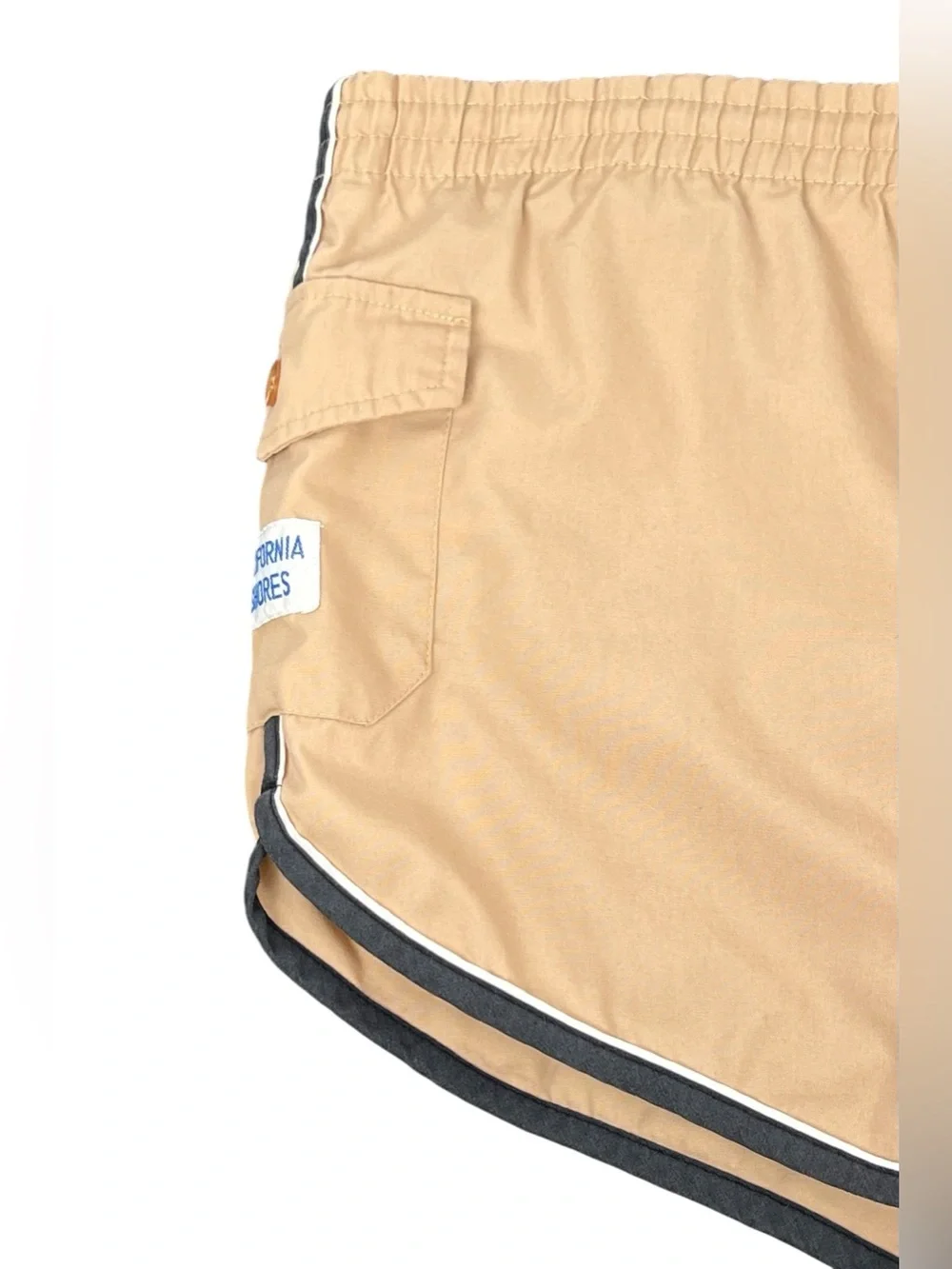 Vintage 70s/80s Men’s California Shores Tan Swim Trunks Shorts 2” Inseam Size M